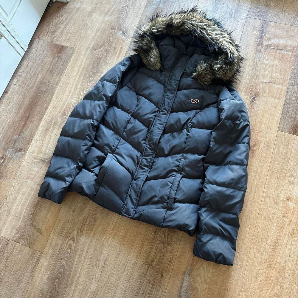 Hollister-co Women's Grey and Brown Jacket